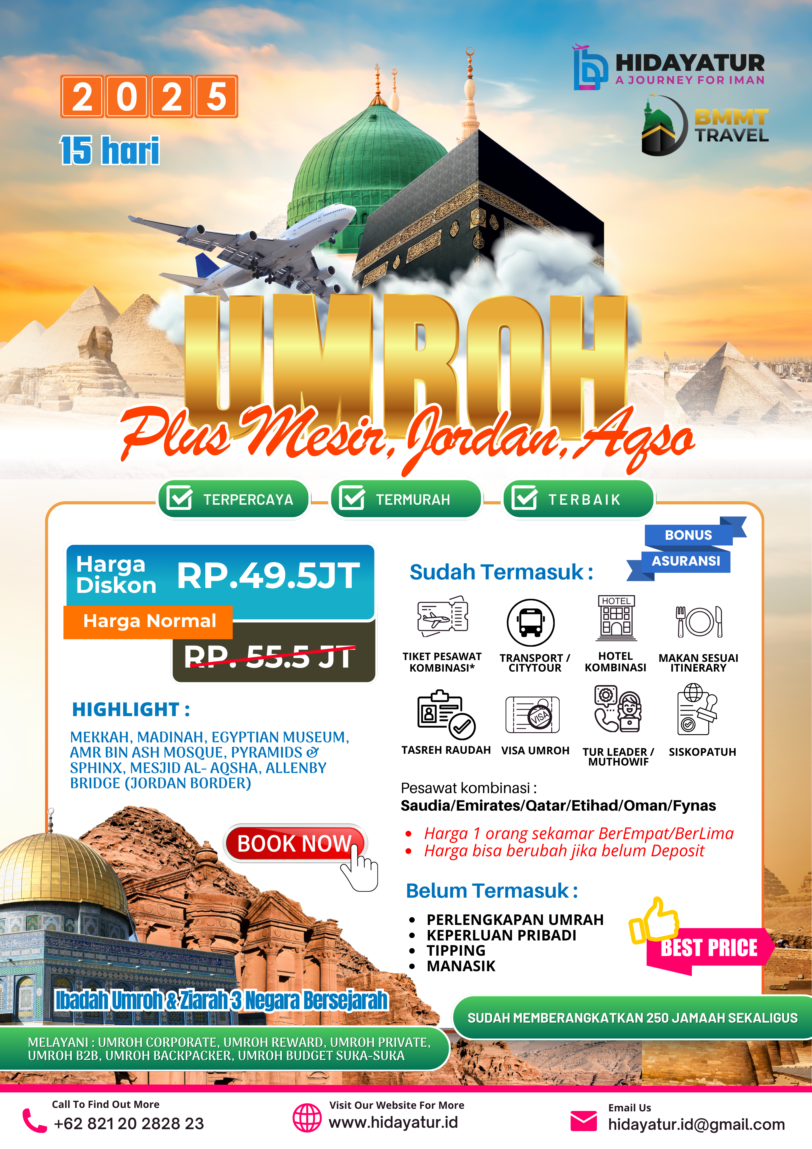 Umroh Plus Mesir Jordan Aqsa 15 Hari - Hidayatur